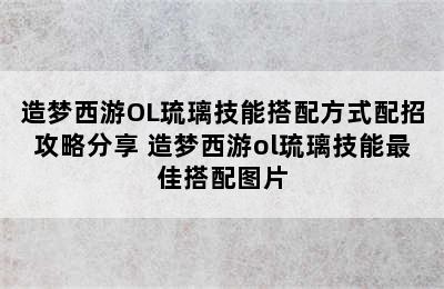 造梦西游OL琉璃技能搭配方式配招攻略分享 造梦西游ol琉璃技能最佳搭配图片